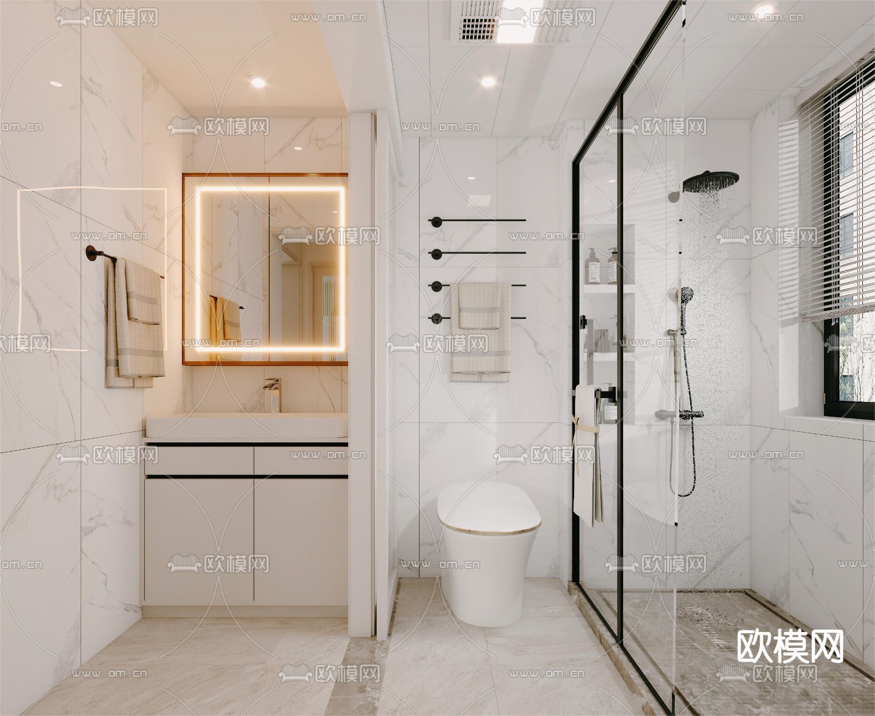 轻奢卫生间浴室 洗手间3d模型下载