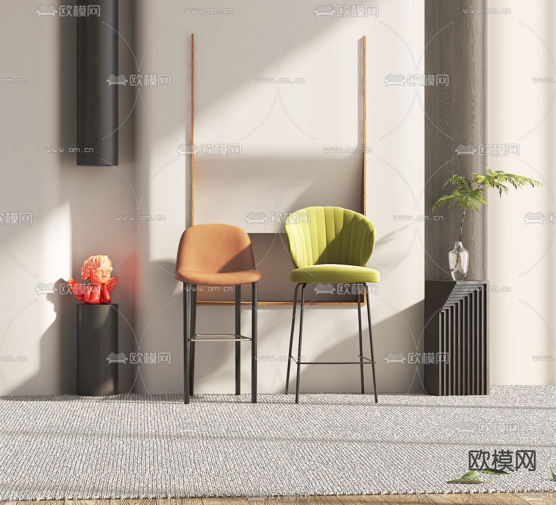现代吧凳 吧椅3d模型下载