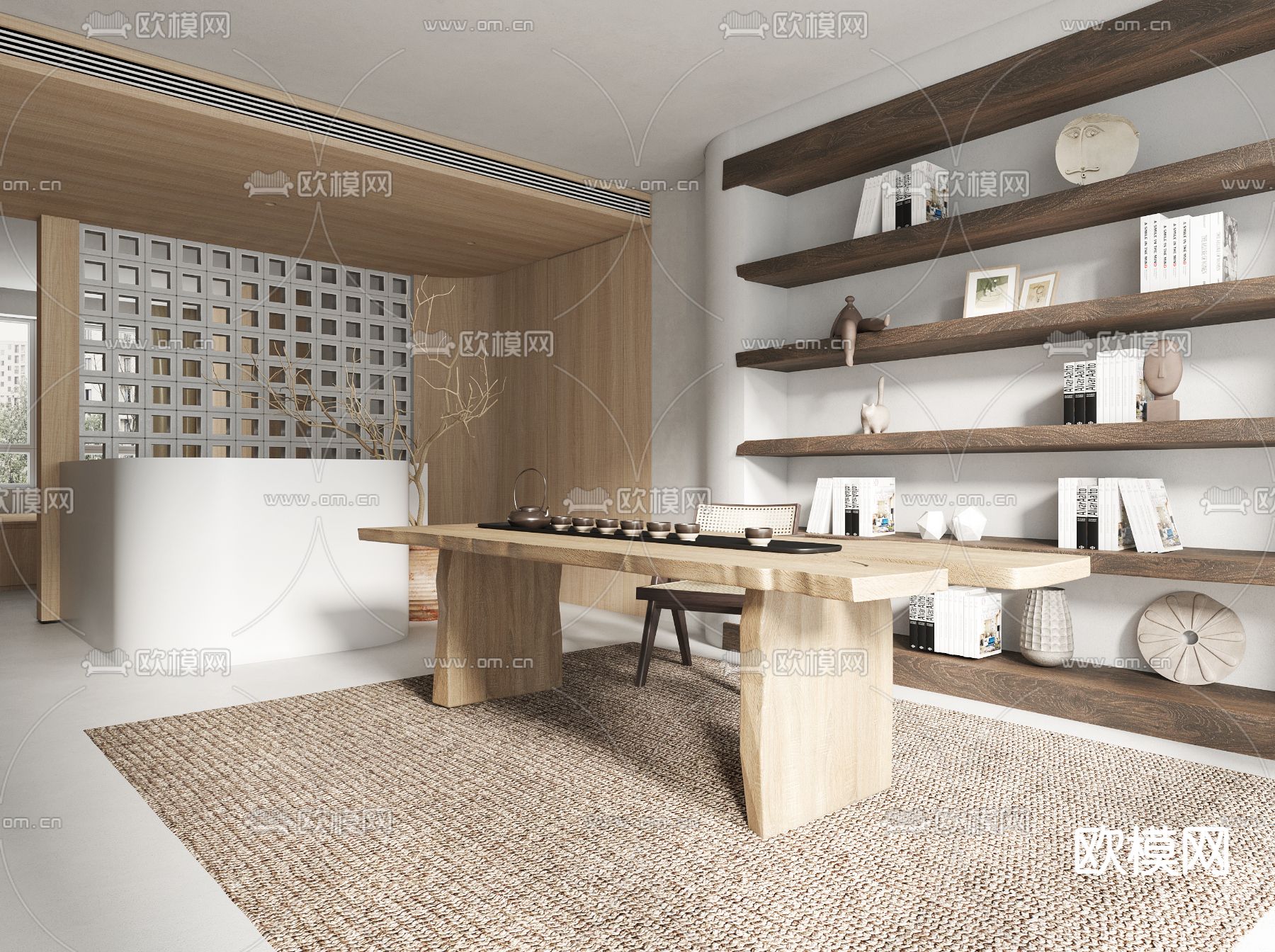 侘寂风茶室3d模型下载_ID12257825_3dmax免费模型-欧模网