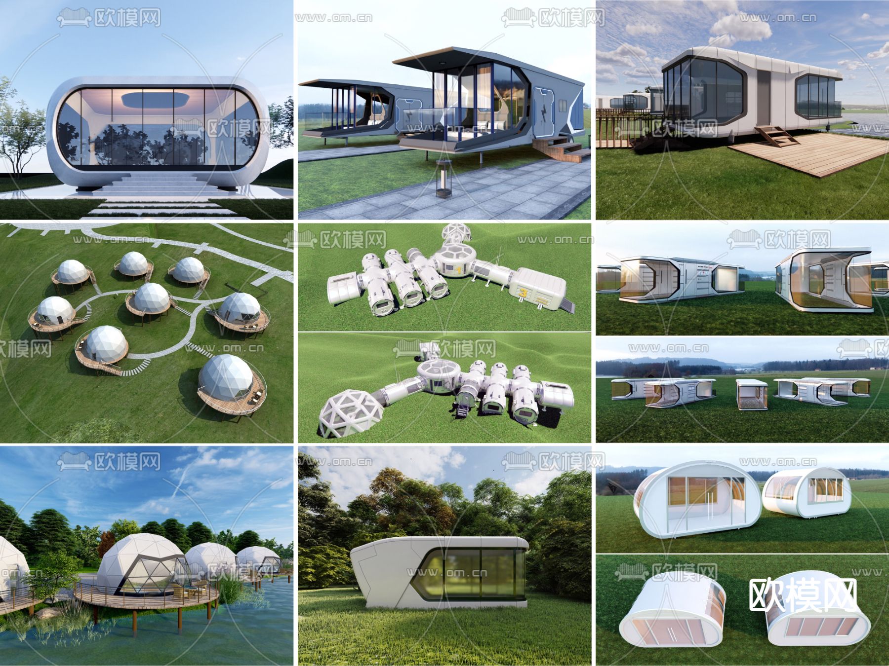 现代太空舱民宿su模型下载（渲染图1）