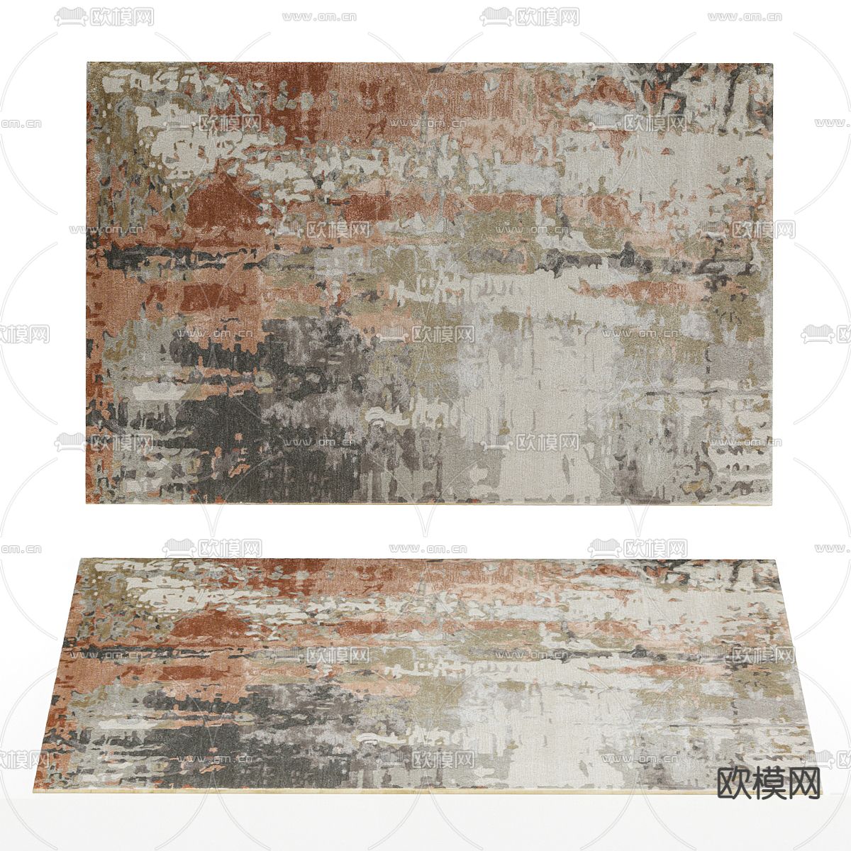 侘寂风布艺地毯 艺术地毯su模型