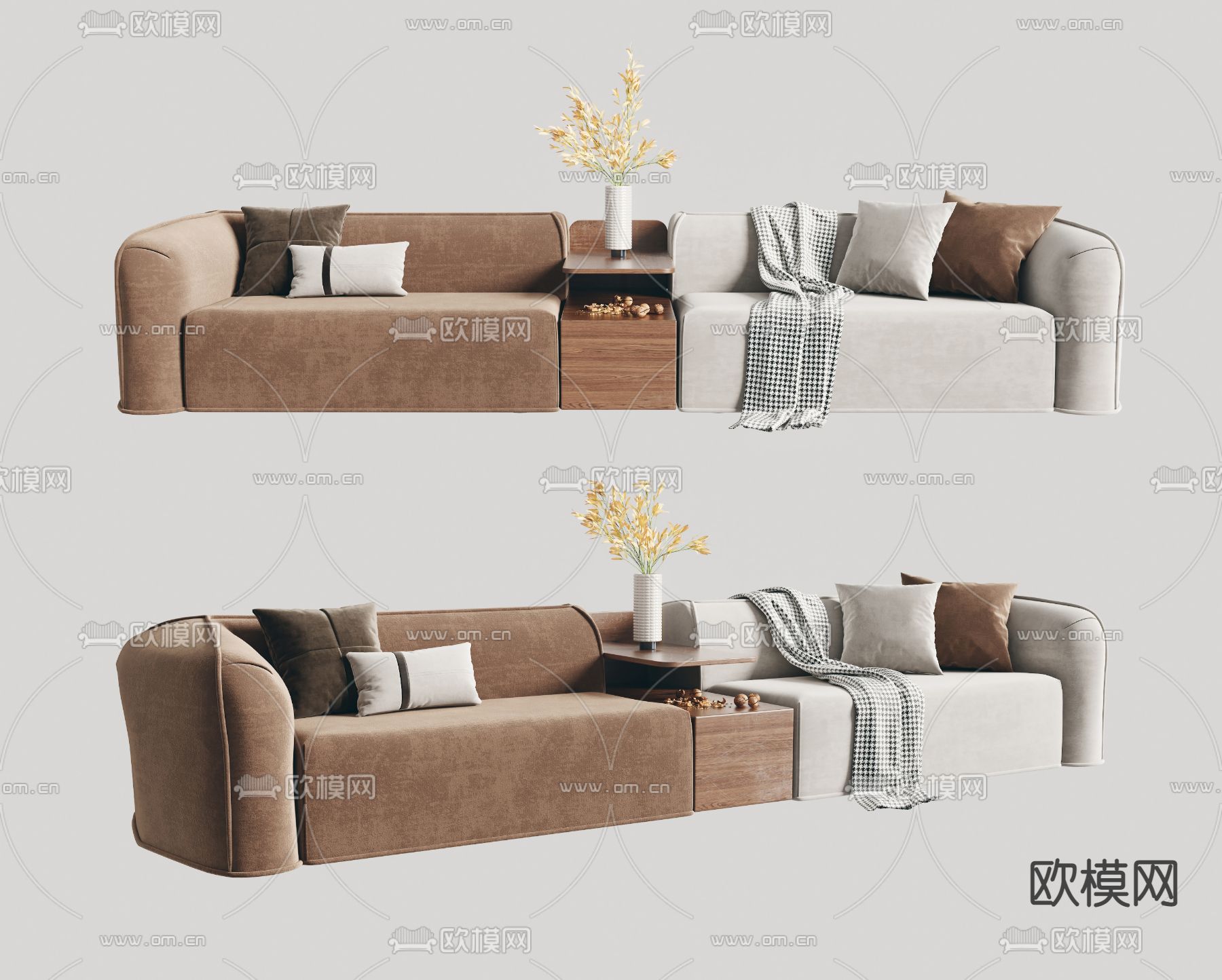 现代拼色沙发3d模型下载_ID12258366_3dmax免费模型-欧模网