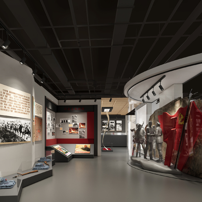  党建展厅 革命文化展厅su模型 