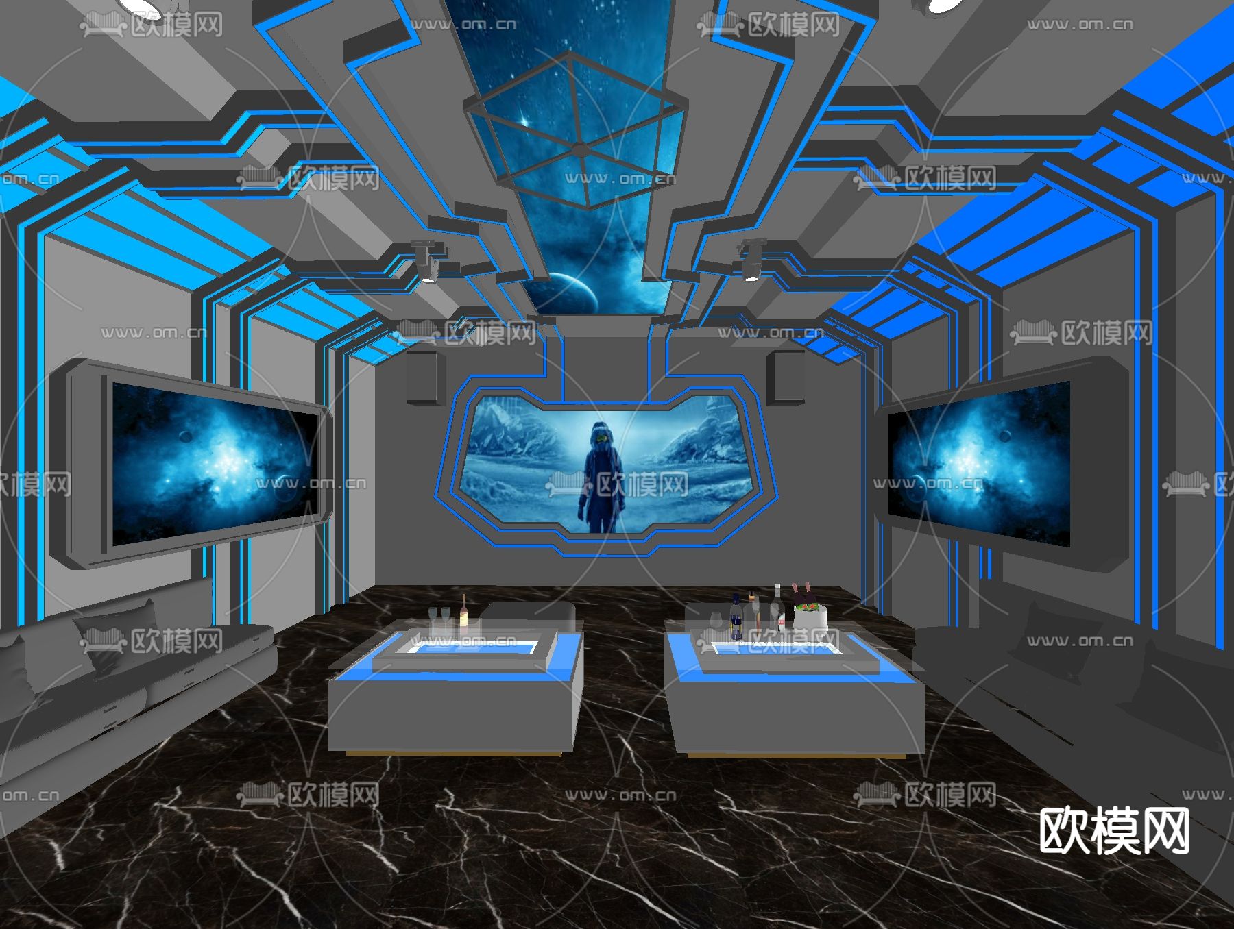 现代KTV 包厢 包房su模型下载（渲染图1）