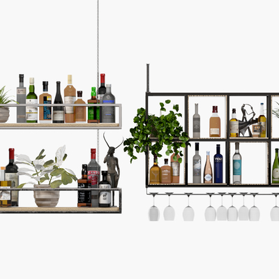  红酒 洋酒 红酒架su模型 