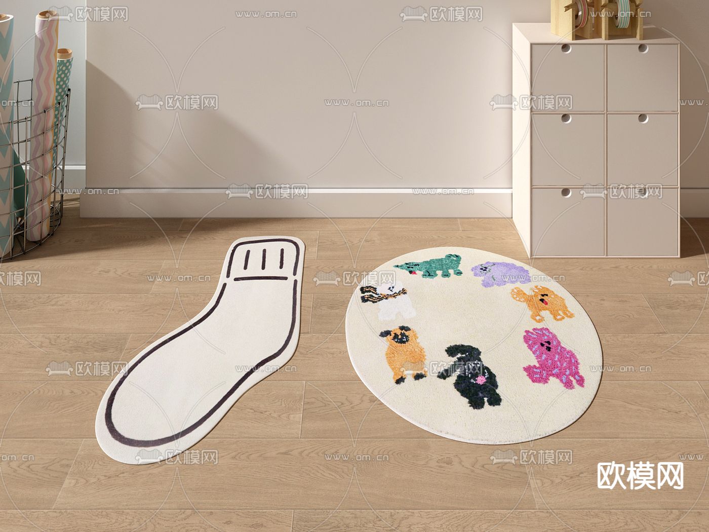 儿童房地毯 卡通地毯3d模型下载