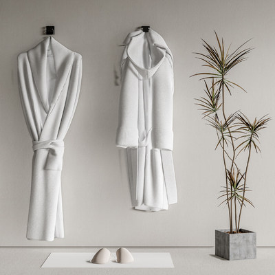  现代浴袍 睡衣 拖鞋su模型 