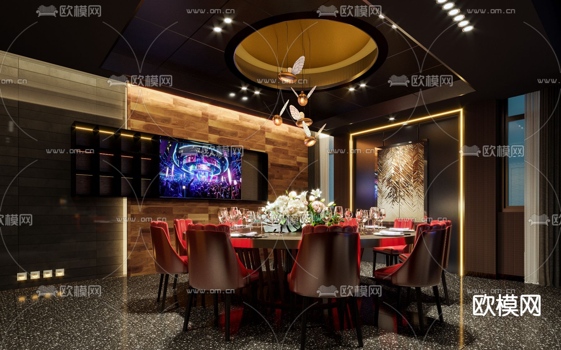 西餐厅包间 包房 包厢su模型下载