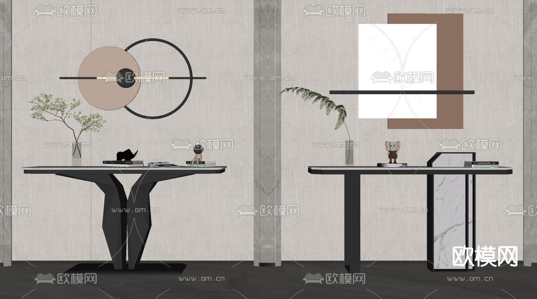 轻奢端景条案su模型下载（渲染图2）