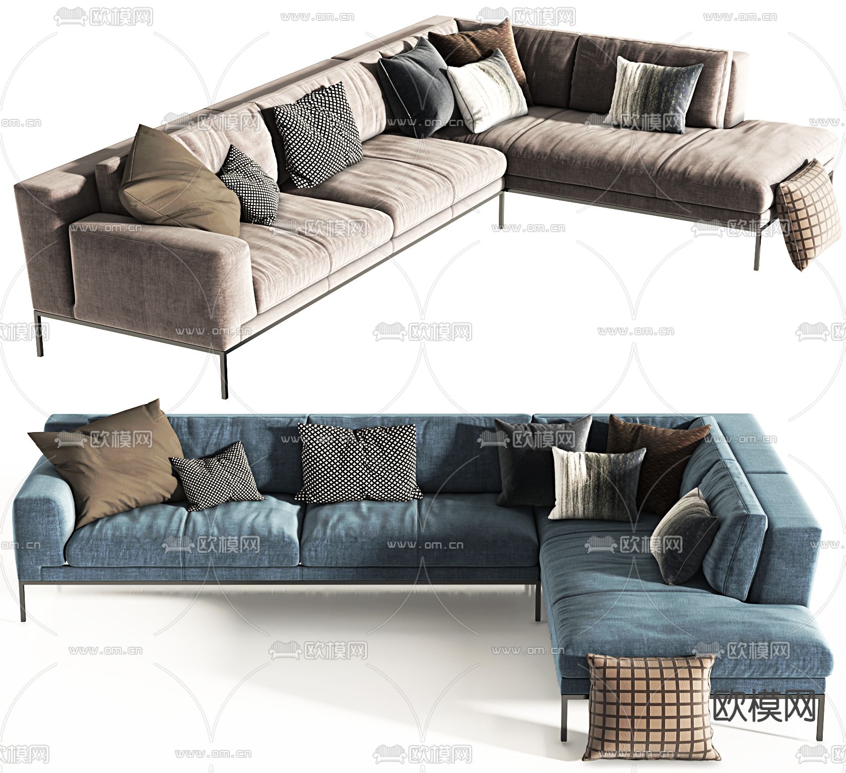现代转角沙发su模型下载（渲染图1）