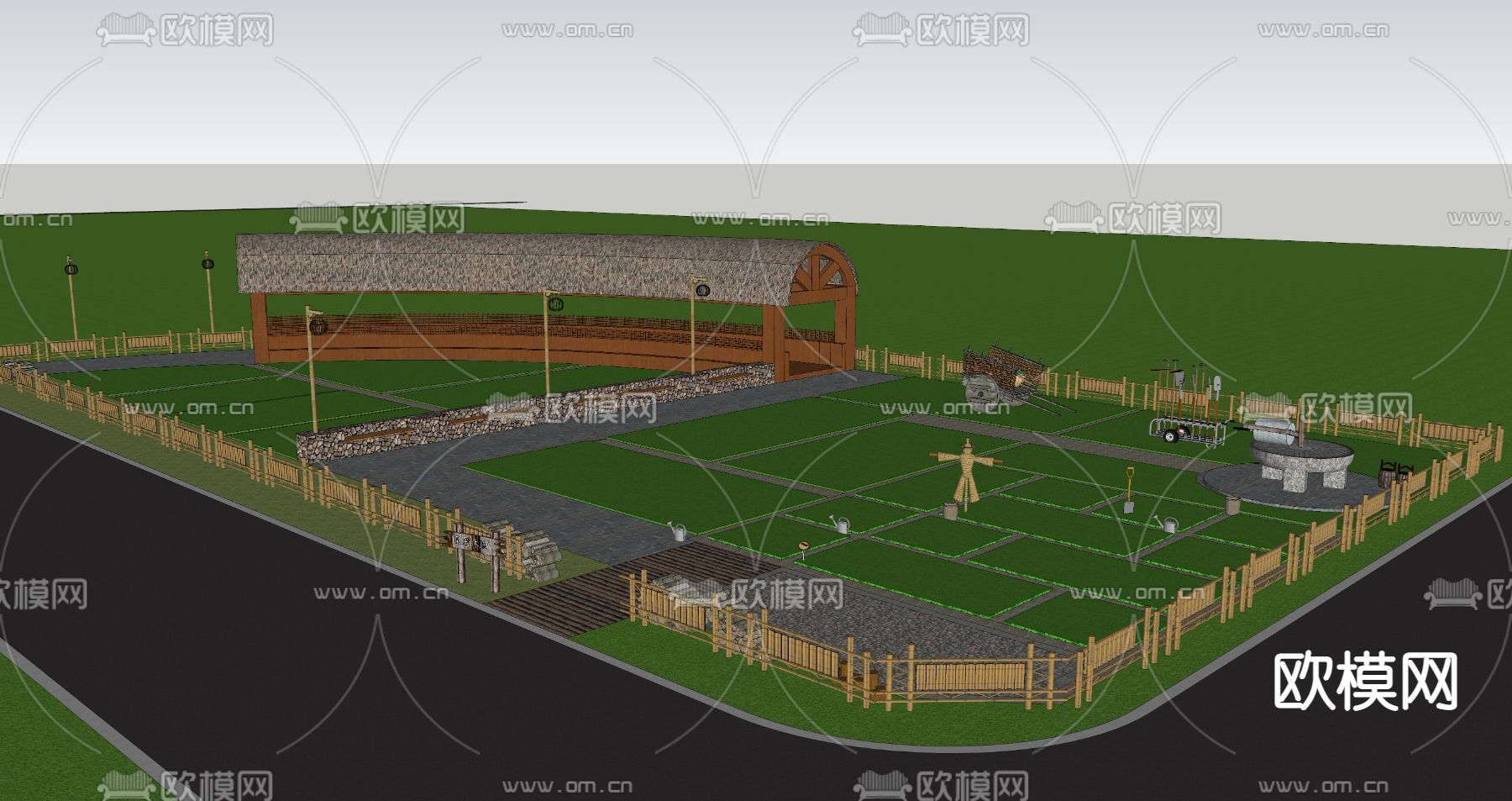 现代亲子农场农庄su模型下载（渲染图2）