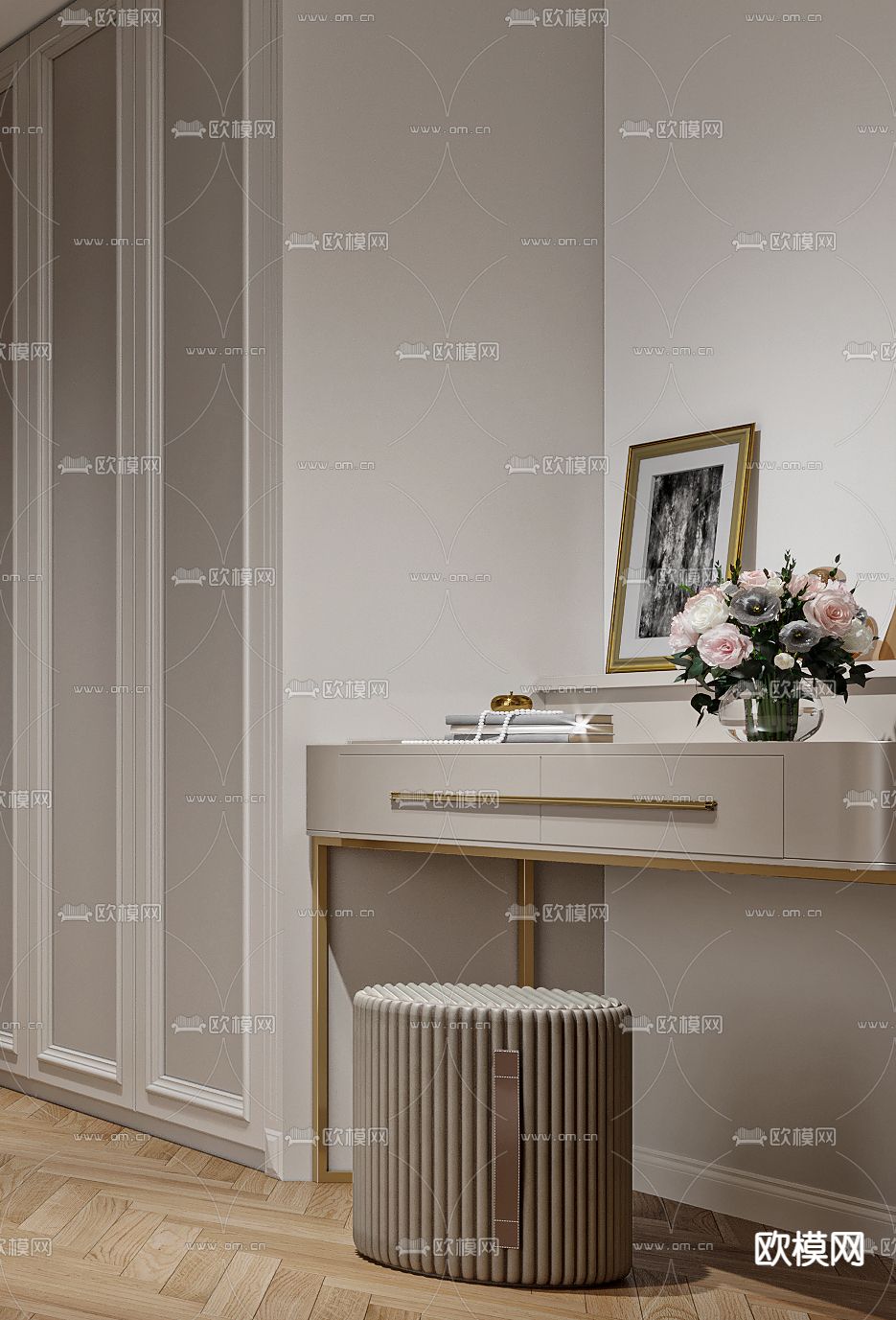 美式卧室 主卧 主人房3d模型下载（渲染图2）