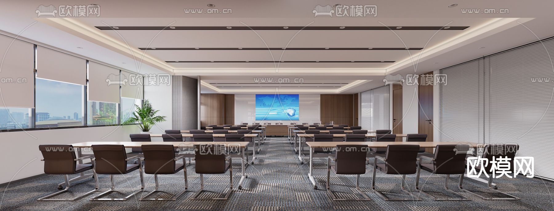 现代培训室 会议室3d模型下载