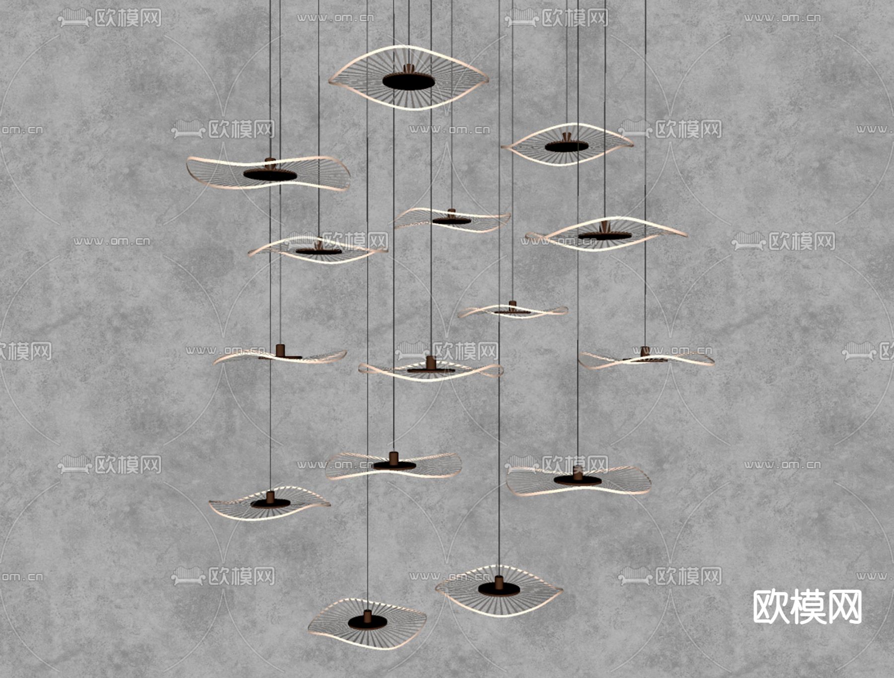 现代大堂吊灯 装饰吊灯su模型下载（渲染图2）