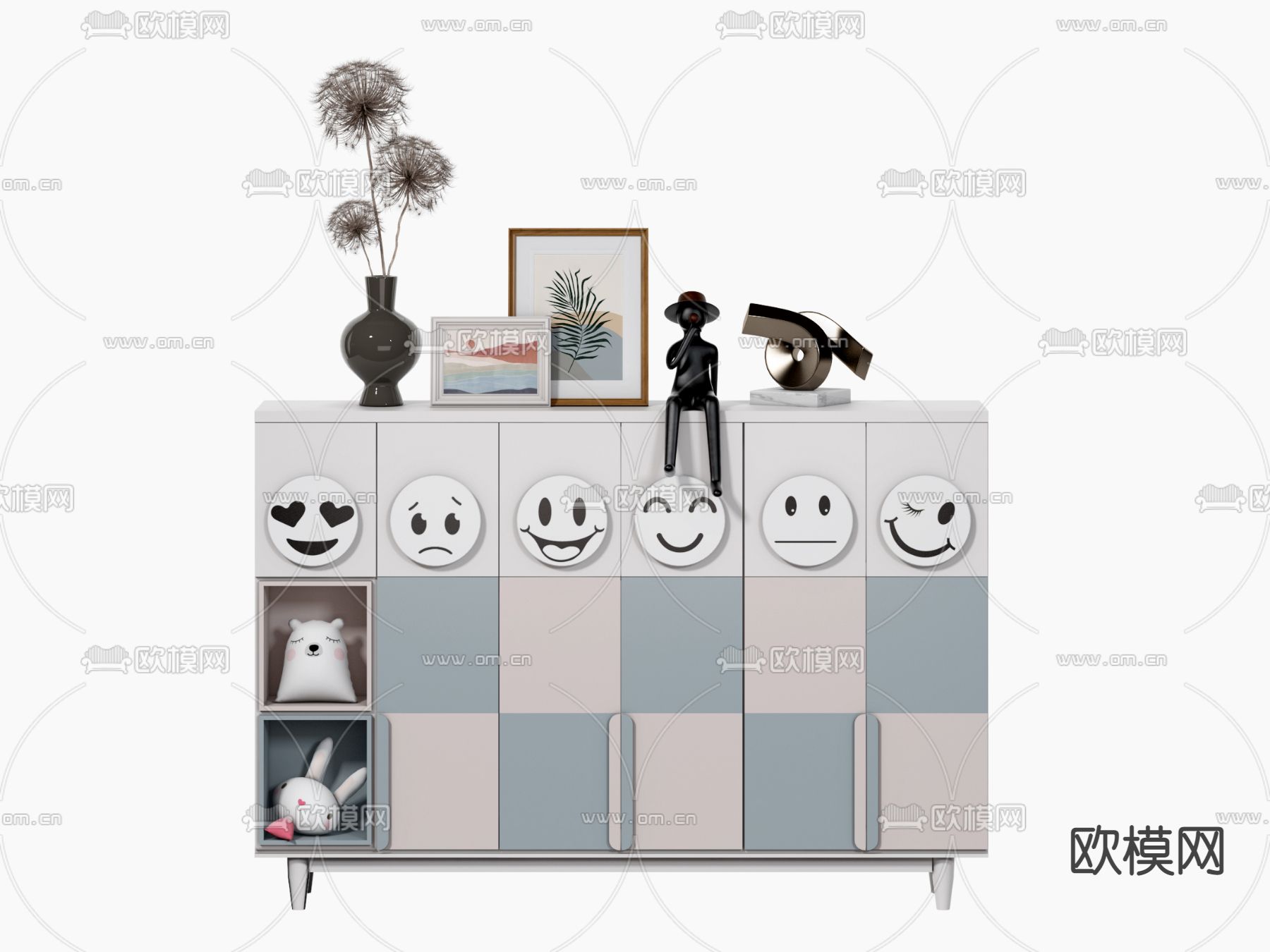 现代儿童柜 储物柜su模型下载