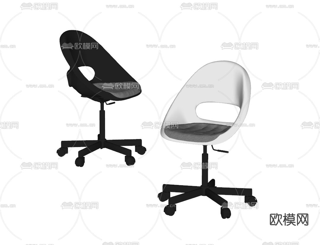 现代蛋壳办公椅 单椅su模型下载（渲染图2）