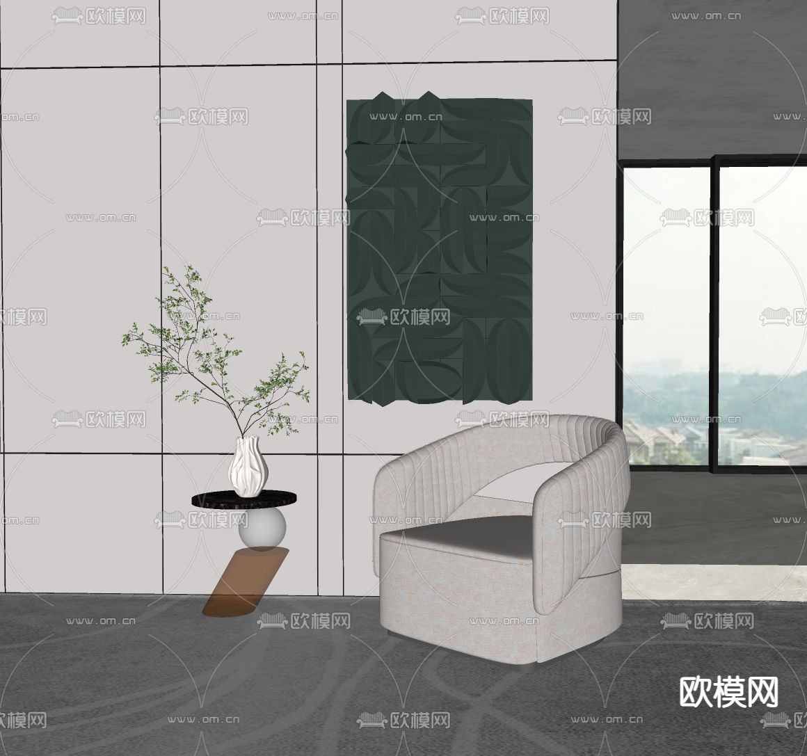 现代单人沙发su模型