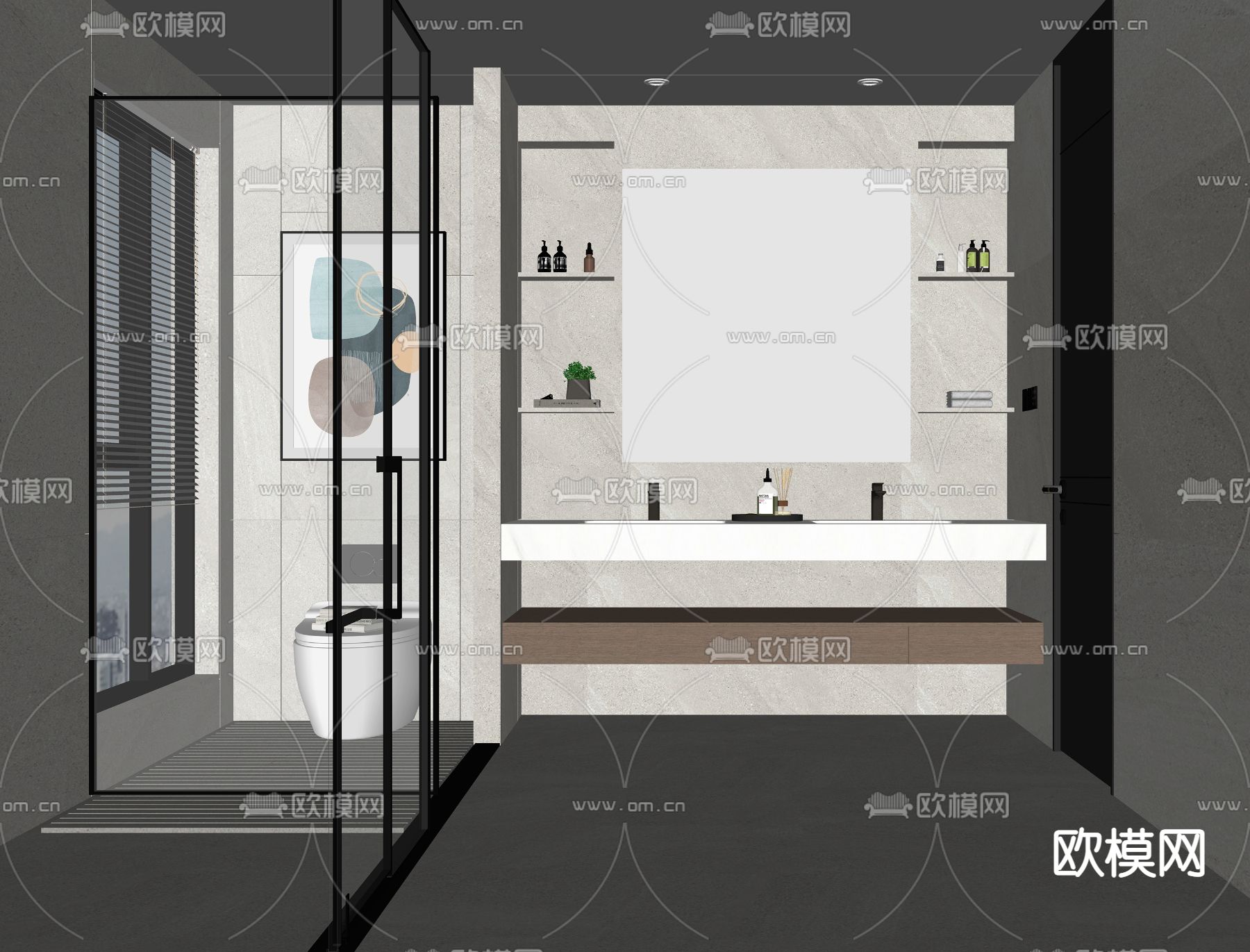 现代卫生间 浴室su模型下载（渲染图2）
