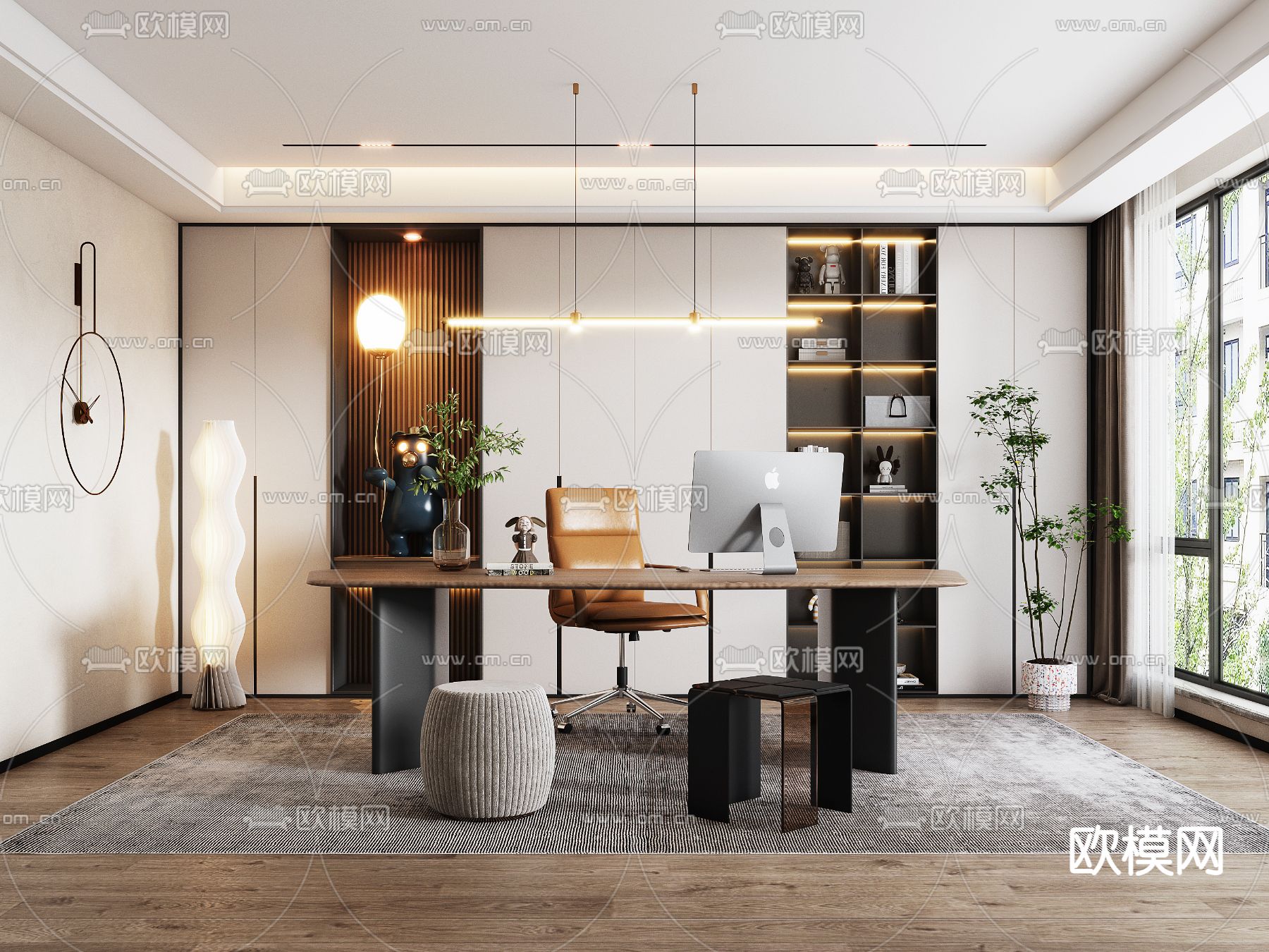 现代书房3d模型下载_ID12258036_3dmax免费模型-欧模网