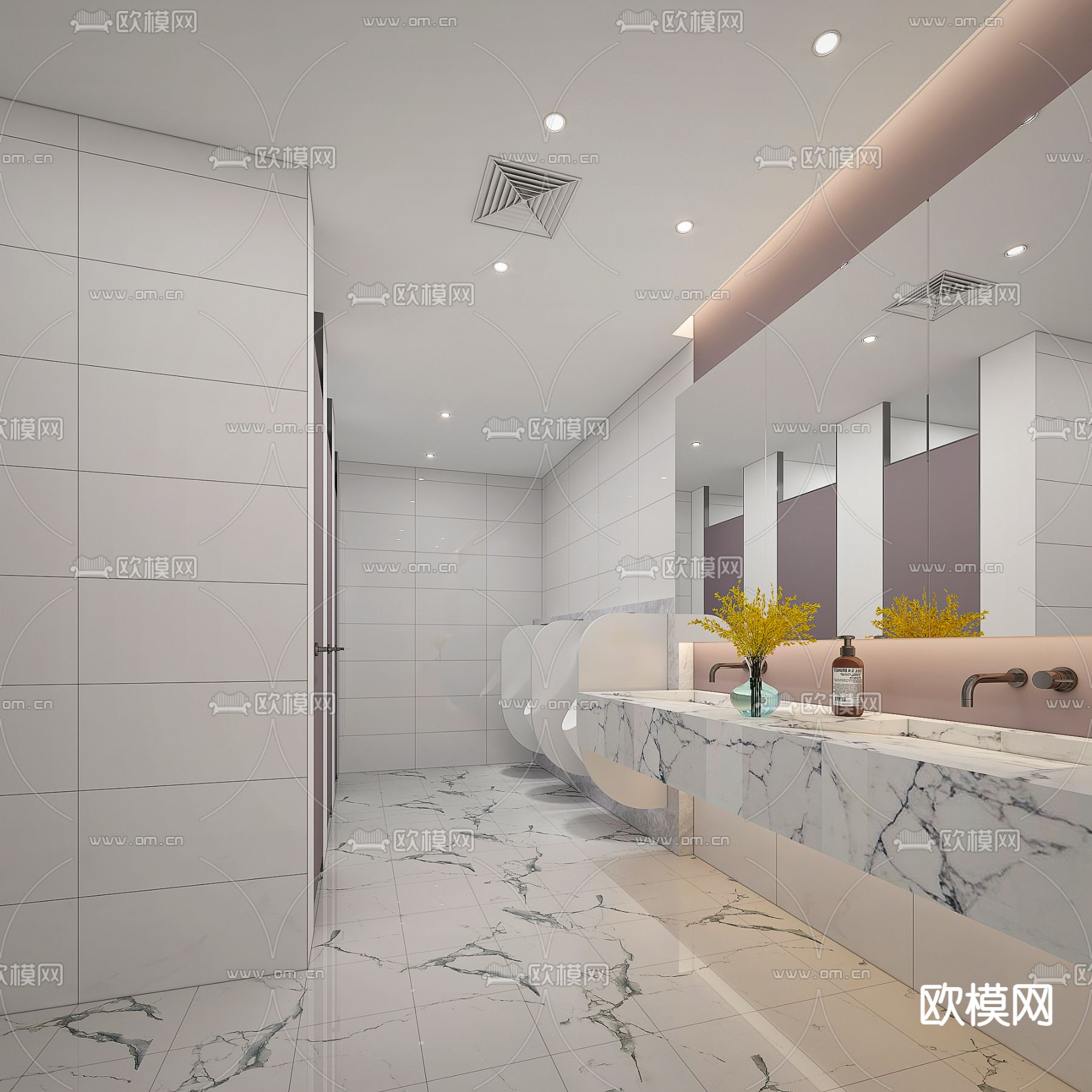 现代卫生间 洗手台su模型