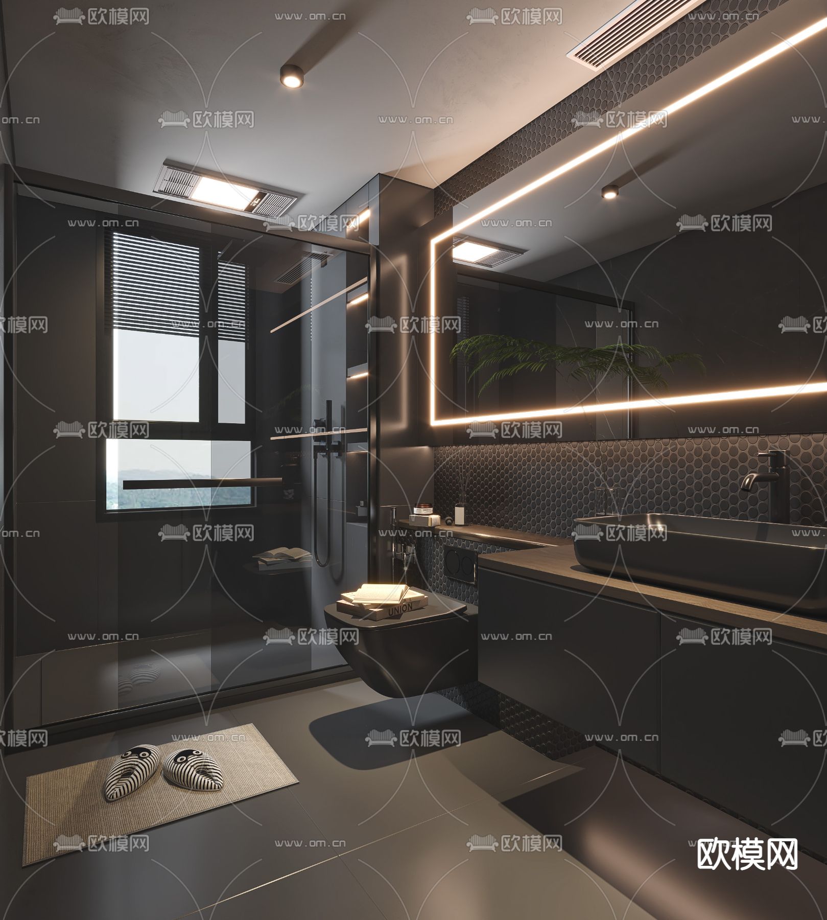 暗黑风卫生间 洗手间3d模型