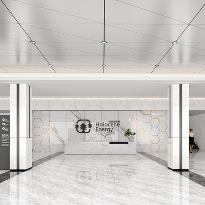  现代公司大堂 前台大厅su模型 