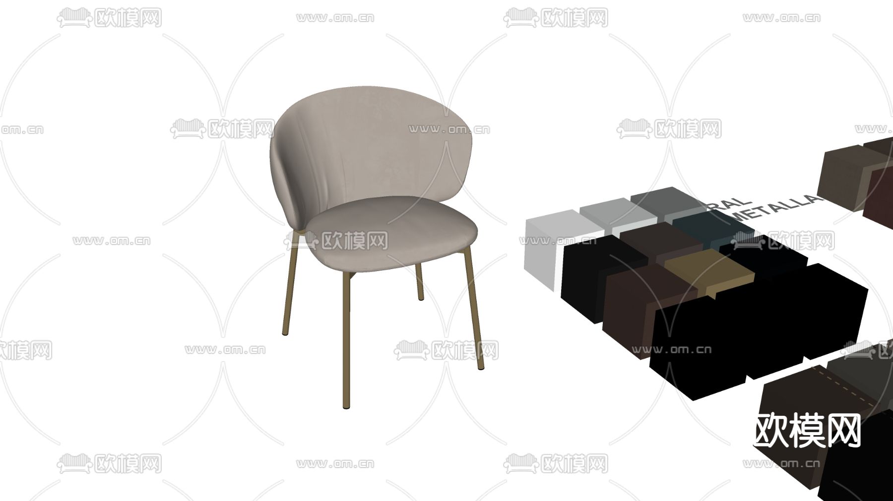 现代单椅子 餐椅su模型