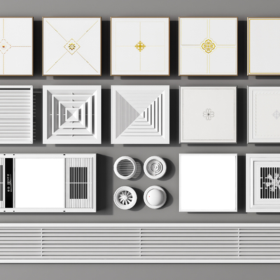  空调出风口 浴霸 排风扇su模型 