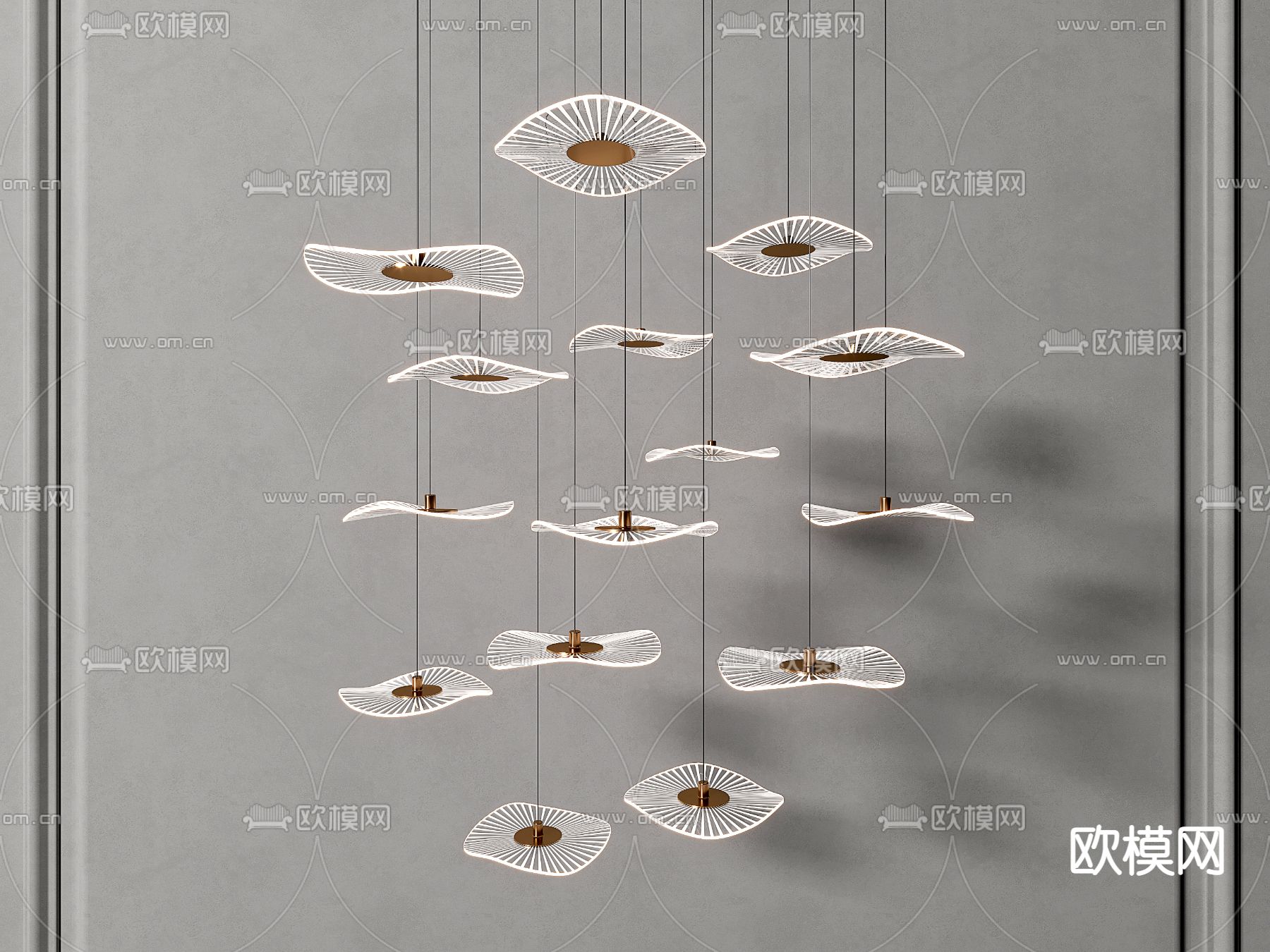 现代大堂吊灯 装饰吊灯su模型下载（渲染图1）