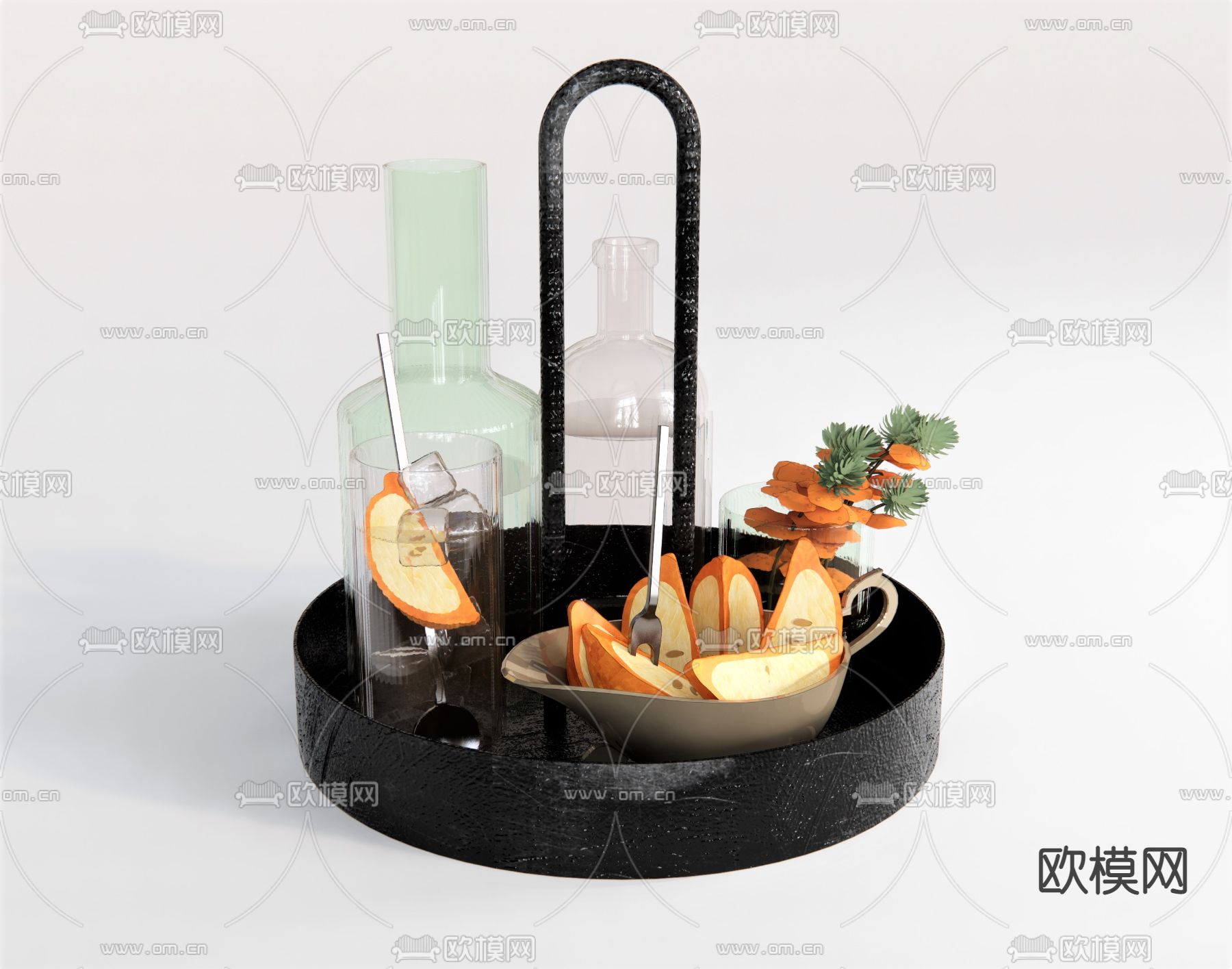 果篮 酒瓶 玻璃瓶su模型下载（渲染图1）