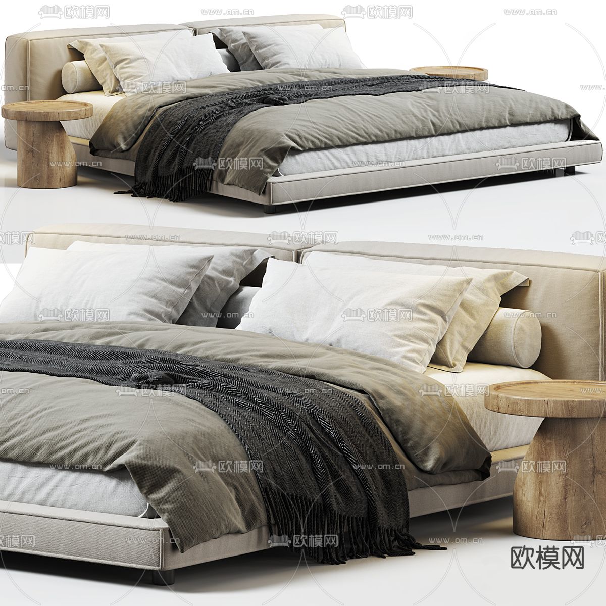 MISSANA 双人床3d模型下载（渲染图1）