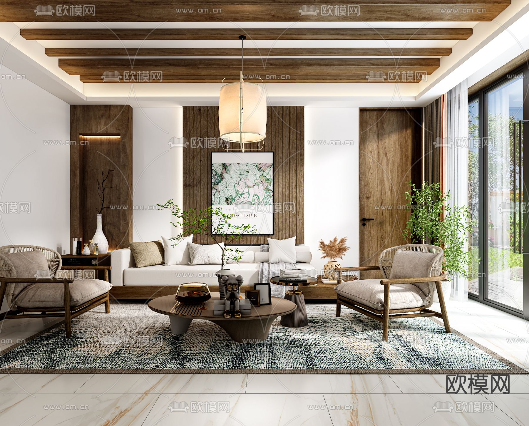 自然风客厅免费3d模型下载