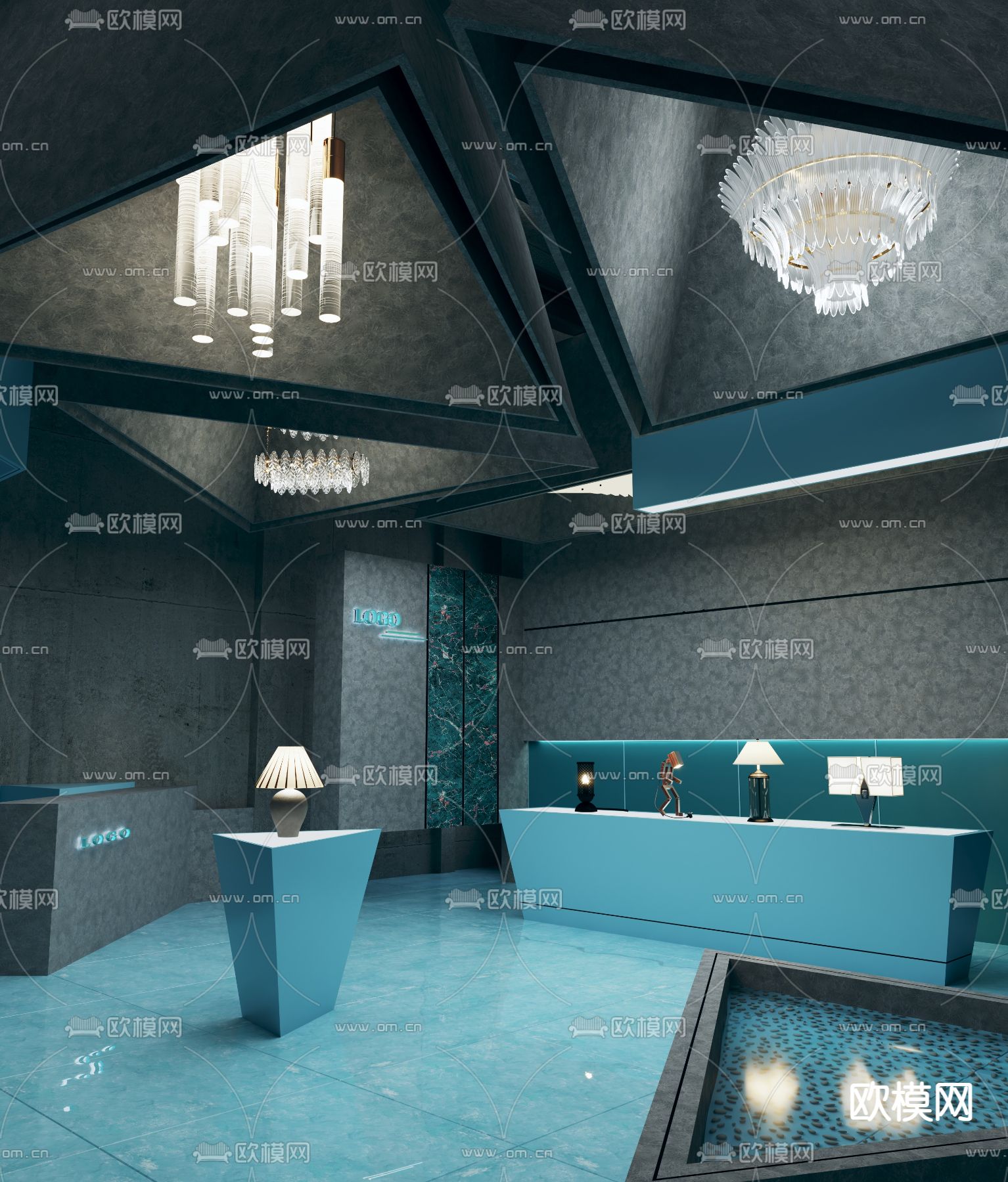 灯具展示 展厅免费3d模型下载（渲染图1）