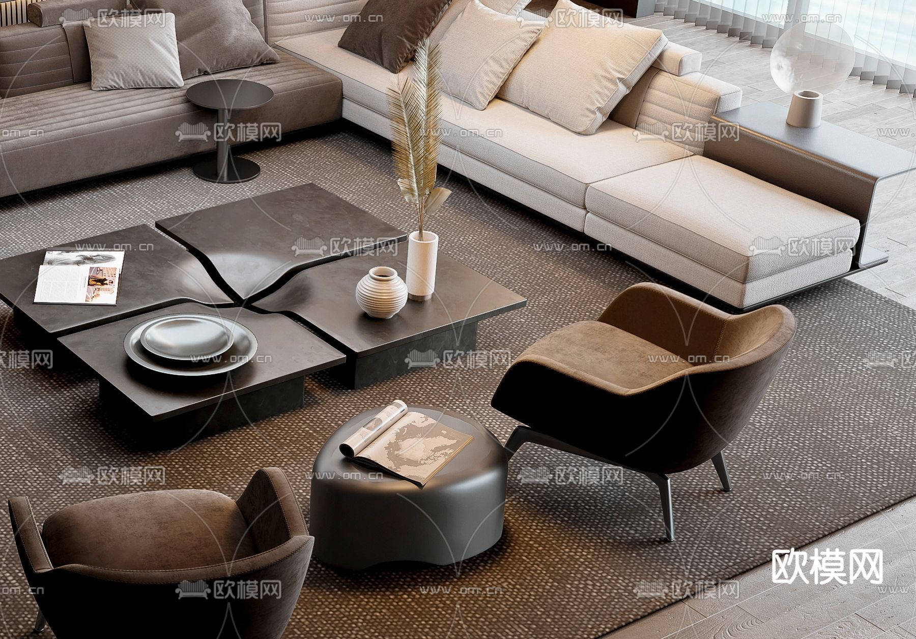 米洛提Minotti 组合沙发3d模型下载（渲染图3）