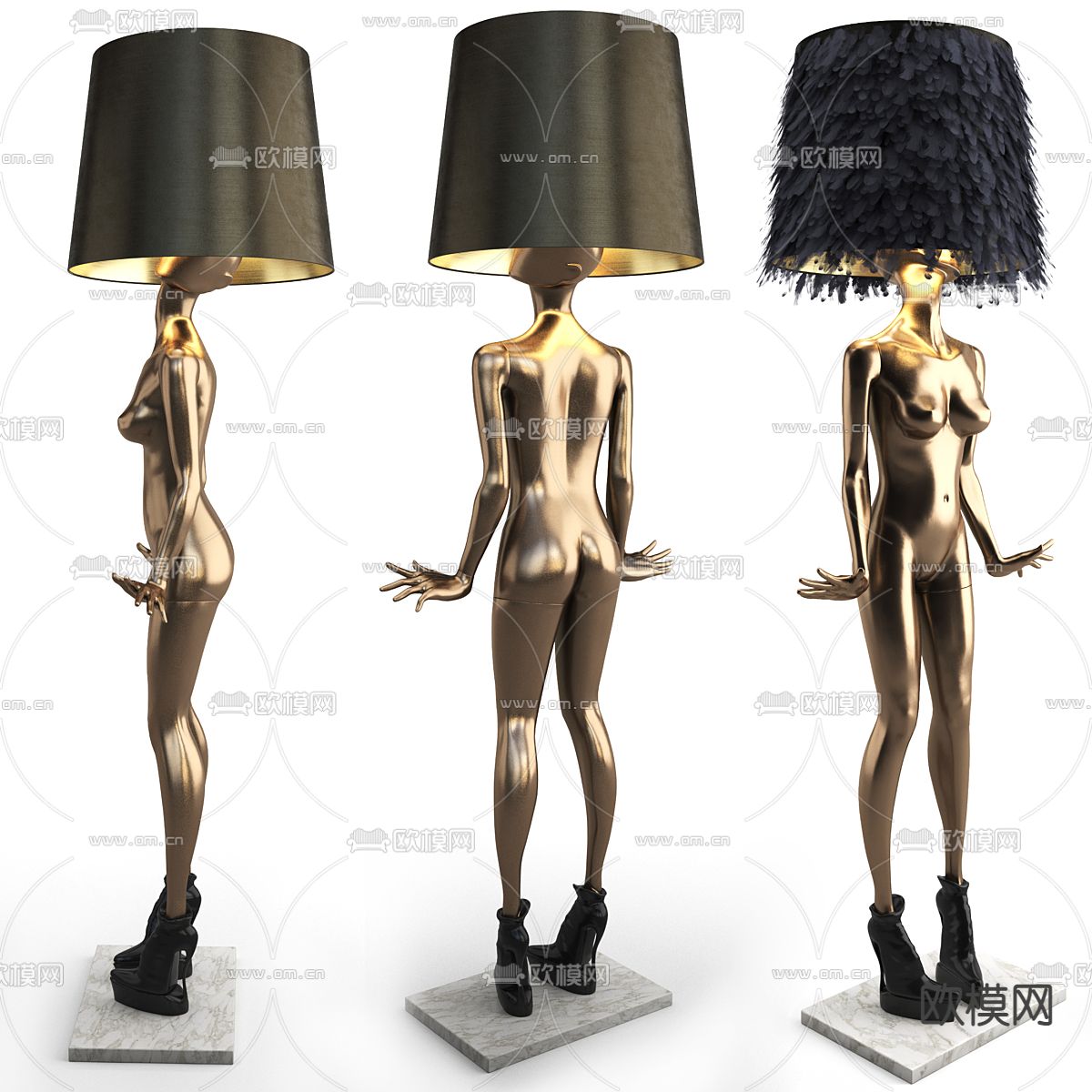 人体模特金属落地灯3d模型下载（渲染图1）