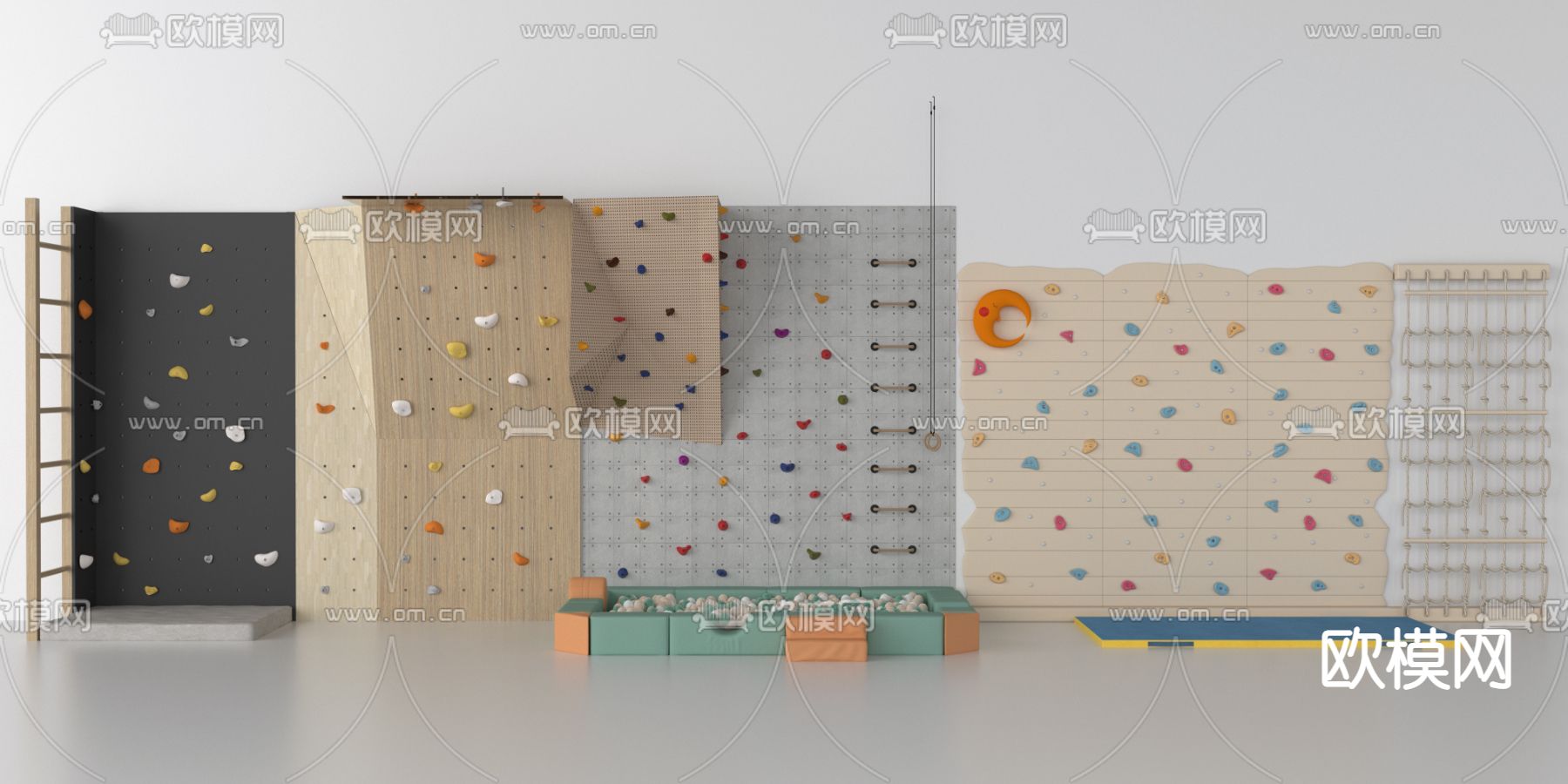 现代攀爬墙 攀岩墙3d模型下载