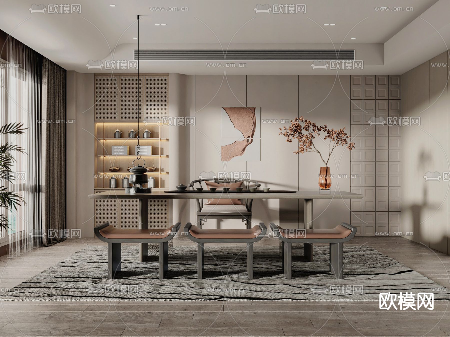 新中式茶室3d模型下载