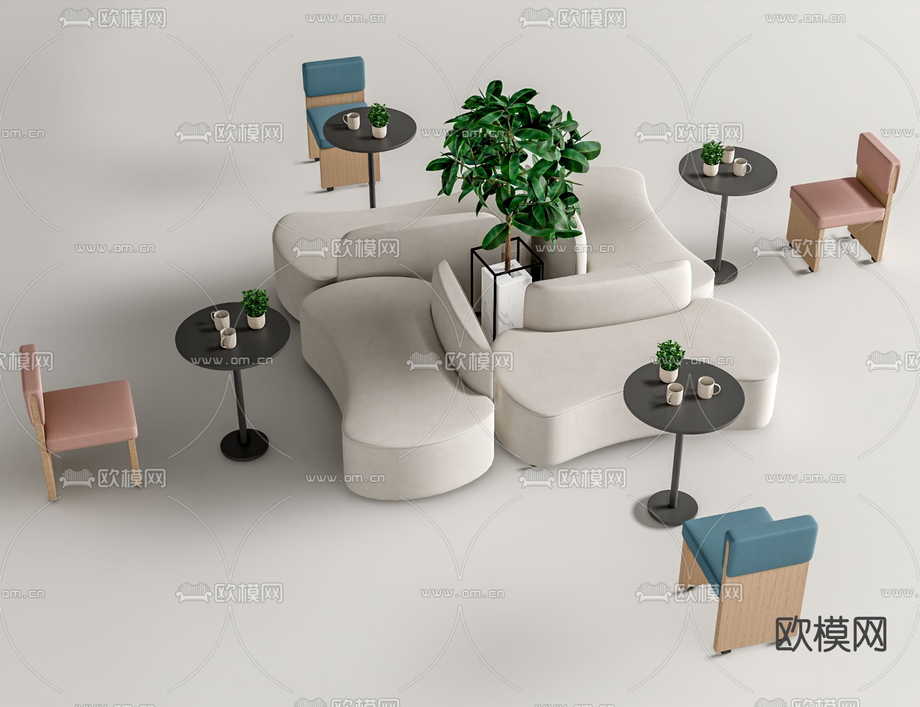 现代卡座沙发 办公沙发su模型下载_ID12260794_sketchup模型下载-欧模网