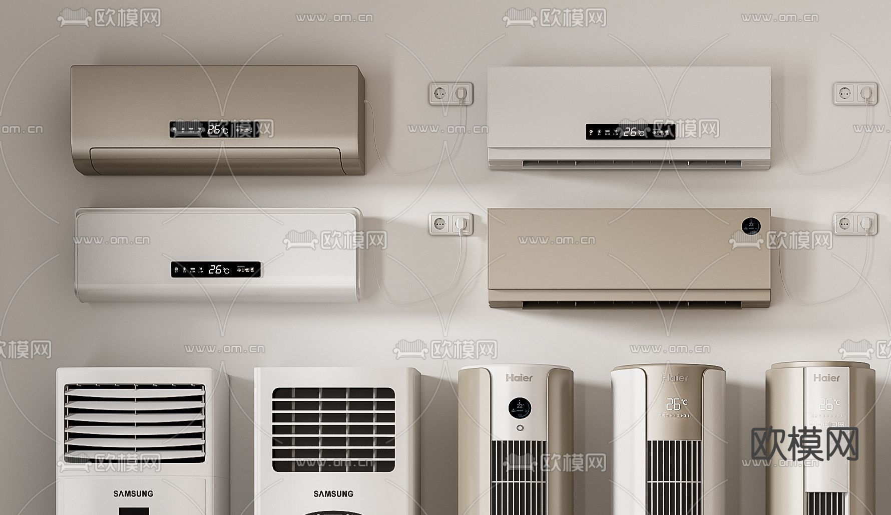 立式空调 挂机 外机3d模型下载（渲染图3）