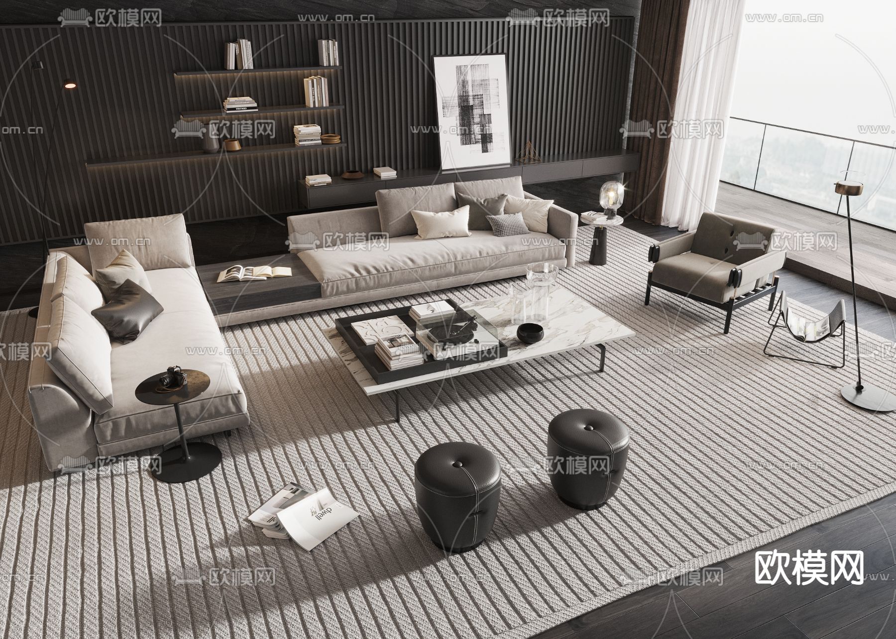 B&B Italia 组合沙发3d模型下载