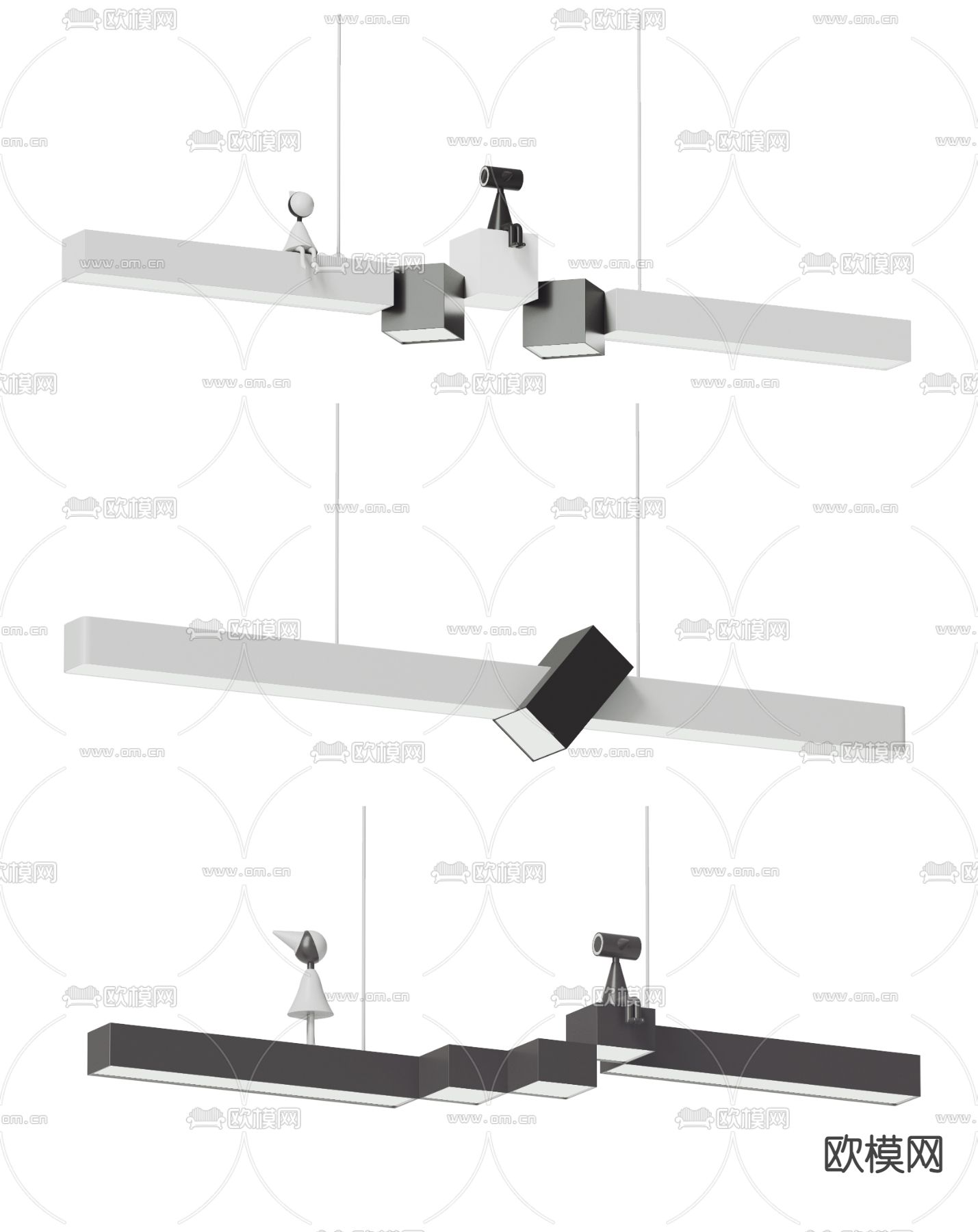 现代条形吊灯3d模型下载_ID12259876_3dmax免费模型-欧模网