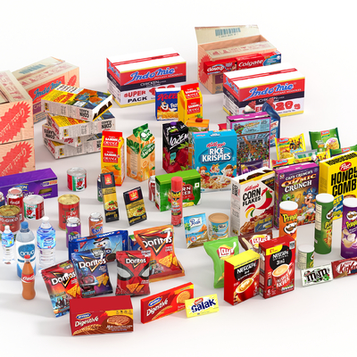  饮料 零食 薯片 可乐 罐头su模型 