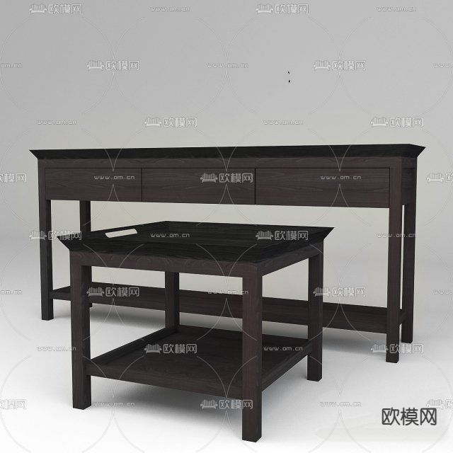 新中式复古创意书桌椅免费3d模型下载