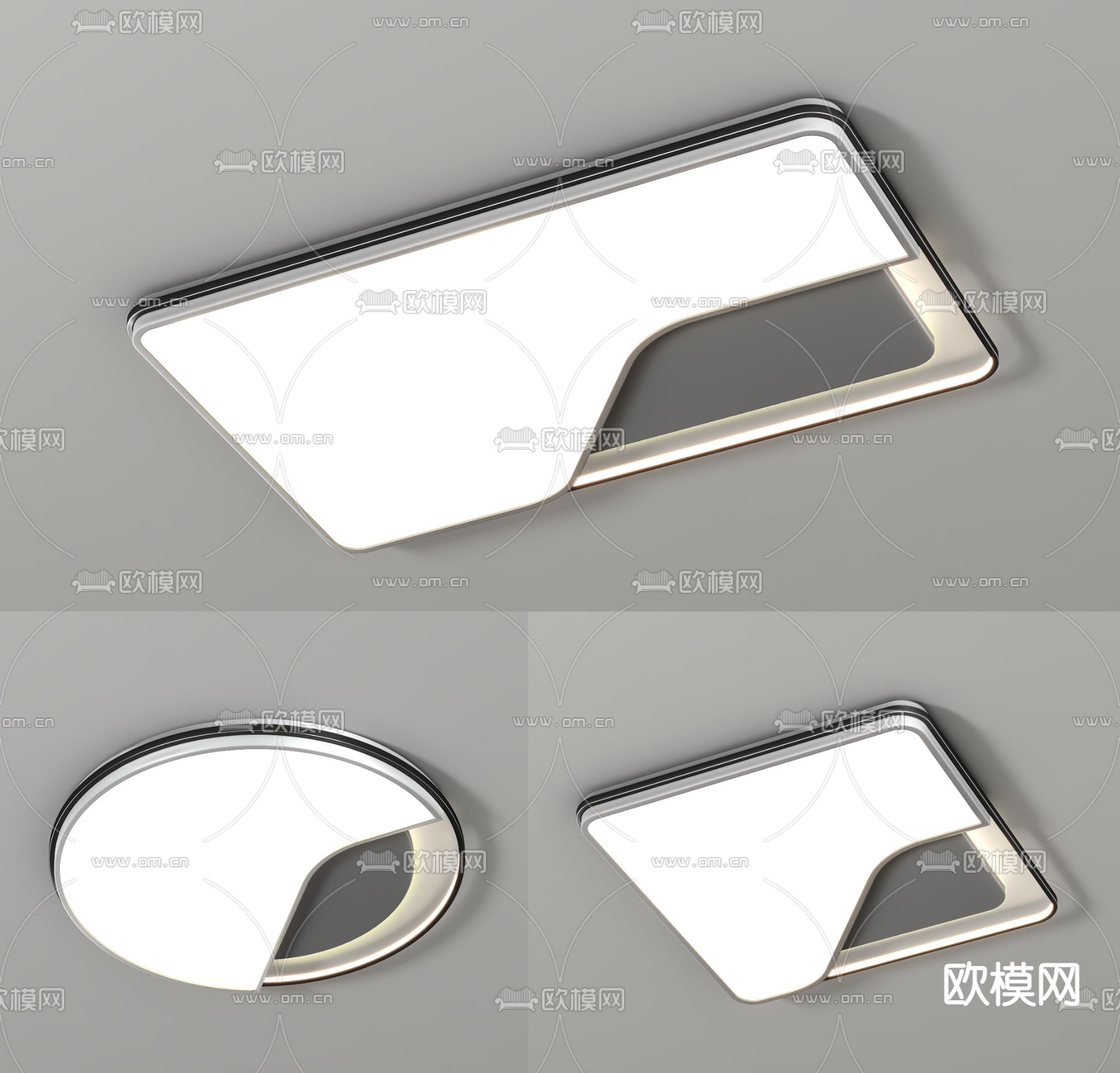 现代吸顶灯su模型下载（渲染图1）