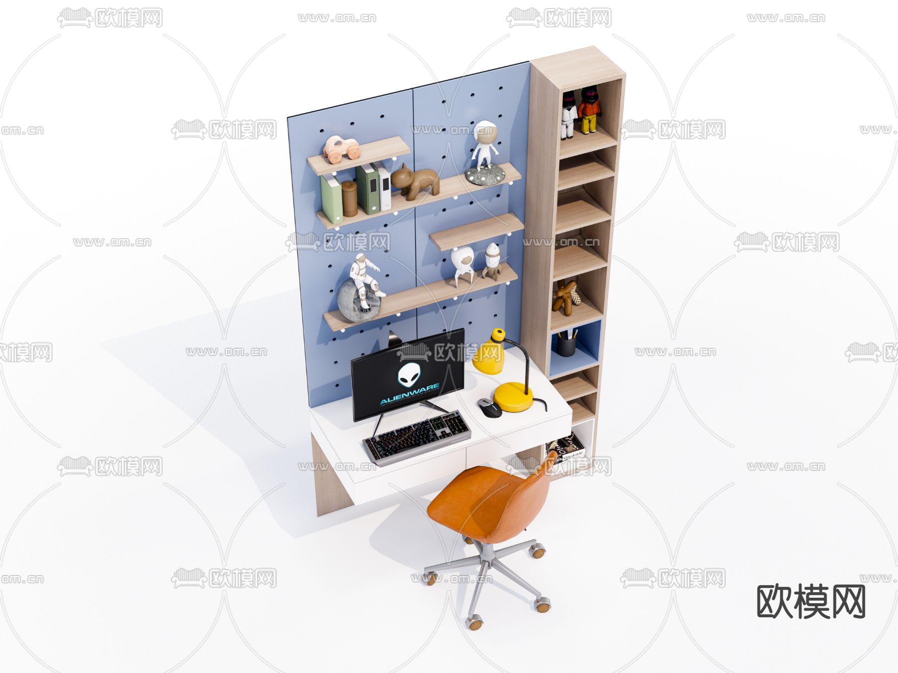 现代书桌椅su模型下载（渲染图2）