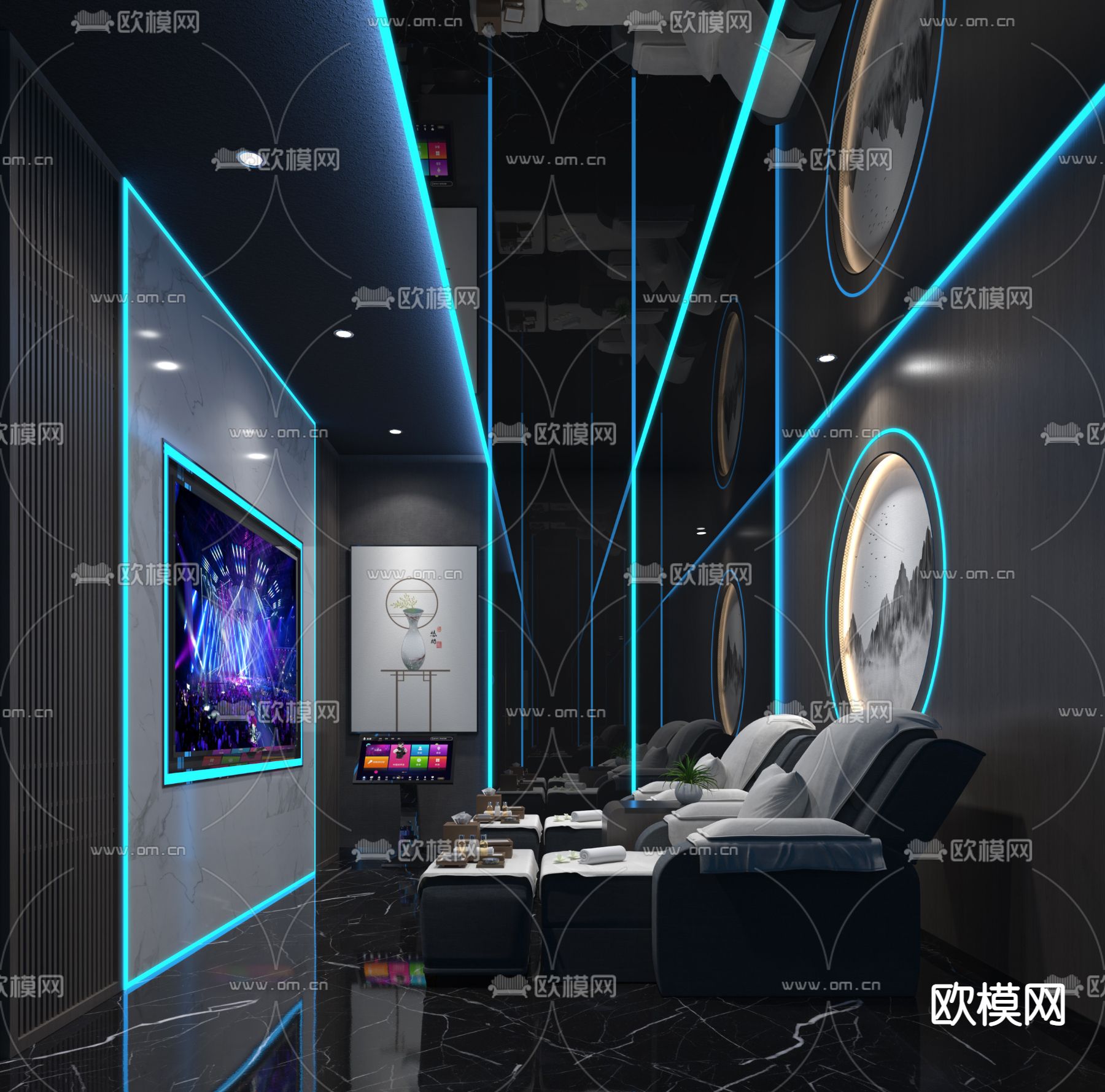 新中式洗浴中心3d模型下载