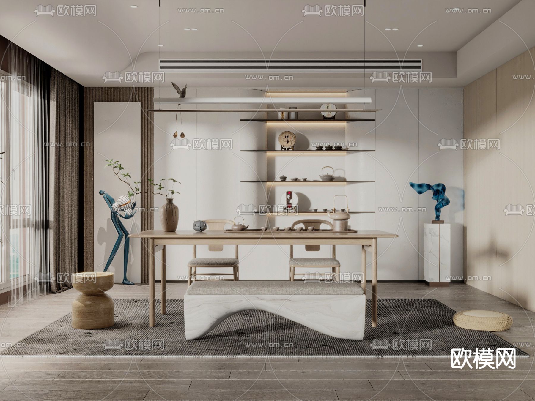 现代茶室3d模型下载
