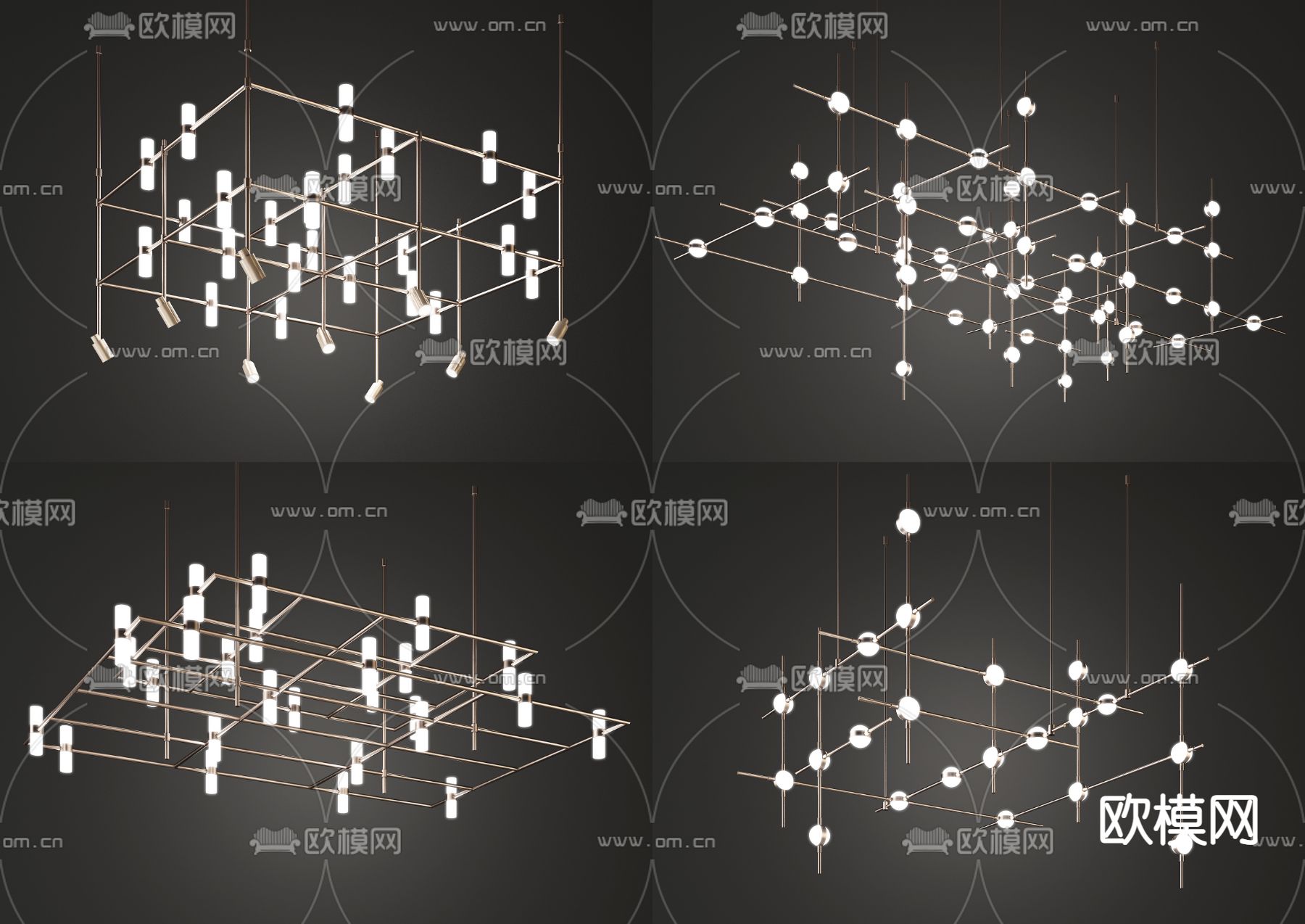 矩阵吊灯 大堂吊灯su模型下载（渲染图1）