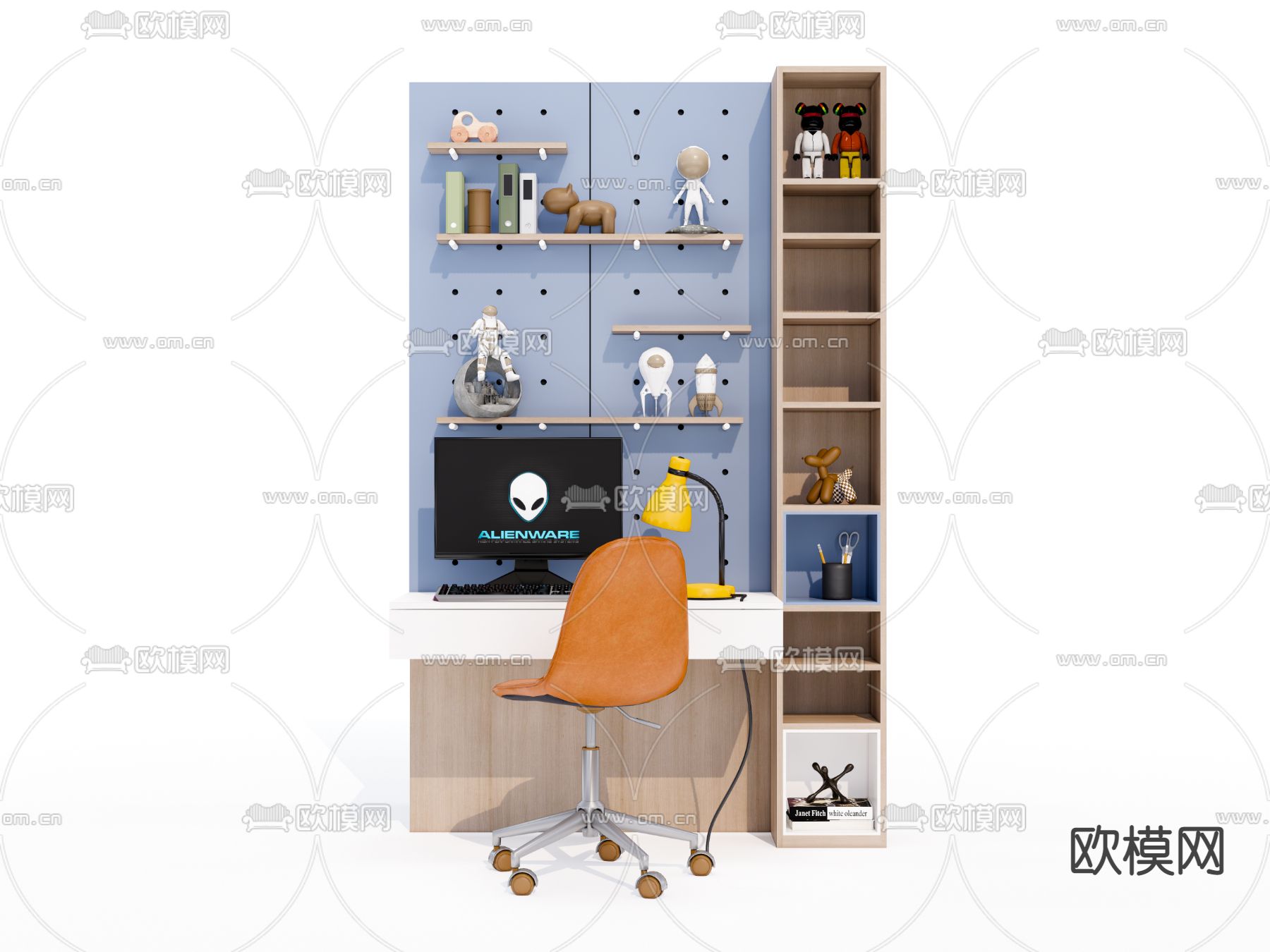 现代书桌椅su模型下载（渲染图1）