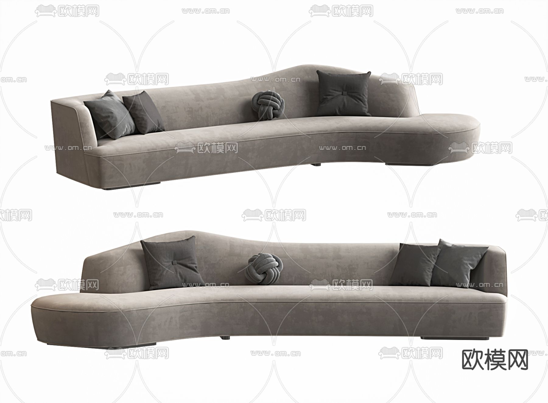 多人沙发 异形沙发3d模型下载